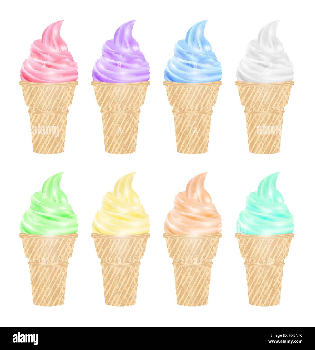 Set di un vero gelato e vettore di cono Illustrazione Vettoriale