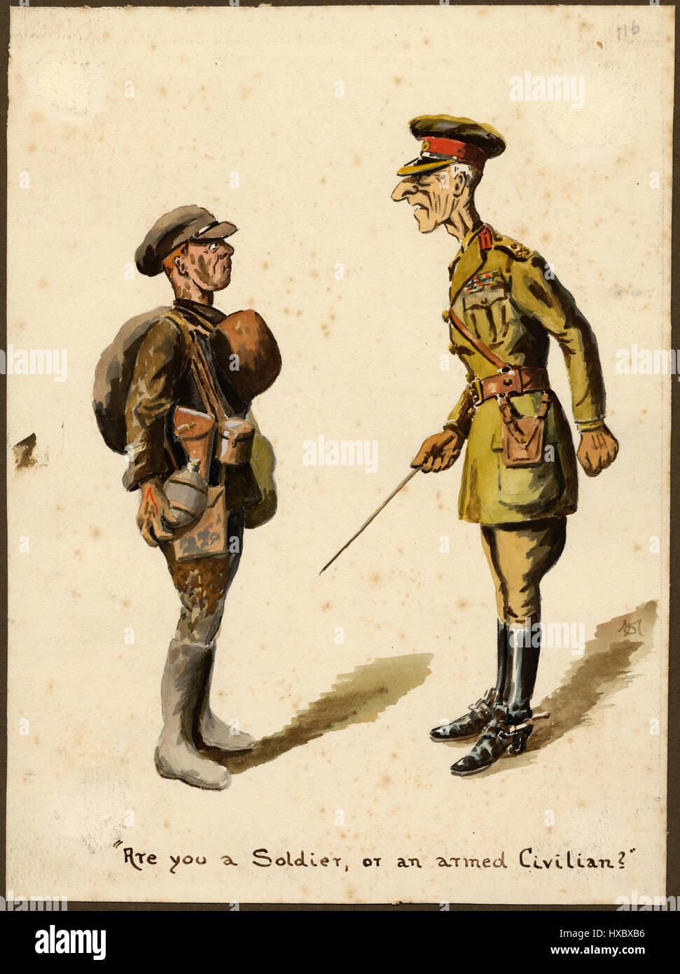 Sei un soldato o un civile armati  - Sketch da anonimo soldato britannico ( conosciuta come ' JM') Foto Stock