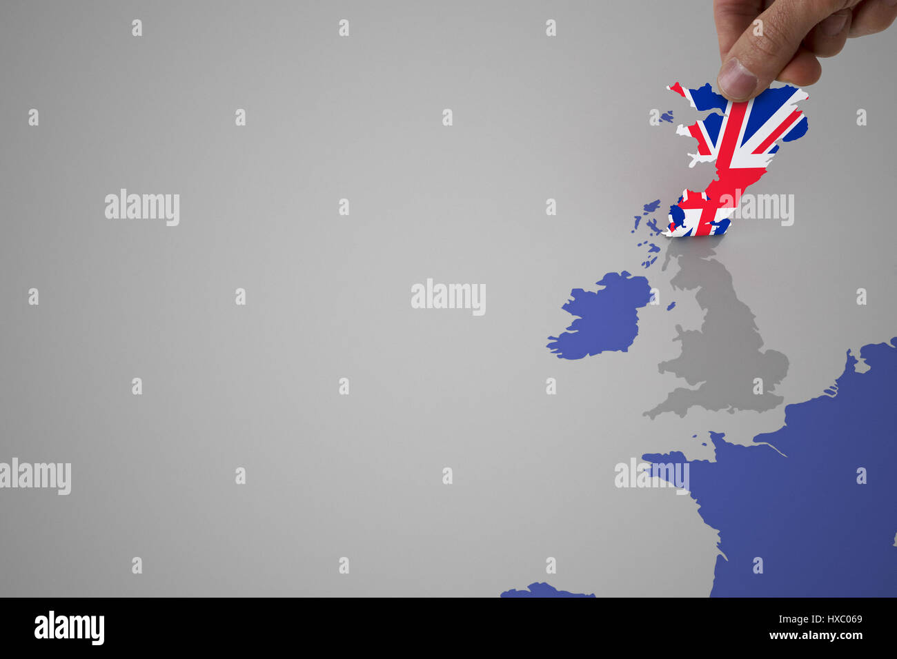3D illustrazione di un uomo la pelatura in Inghilterra da una mappa di Europa Foto Stock