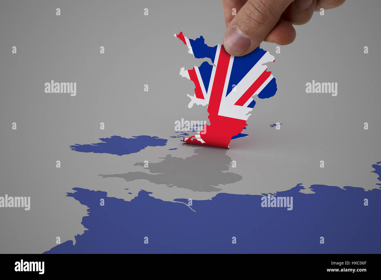 3D illustrazione di un uomo la pelatura in Inghilterra da una mappa di Europa Foto Stock