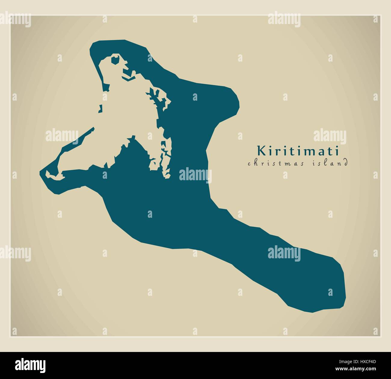 Mappa moderno - Kiritimati Isola di Natale Illustrazione Vettoriale