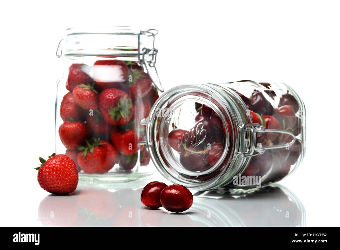 I frutti di wake-up di vetro, Obst im Weckglas Foto Stock