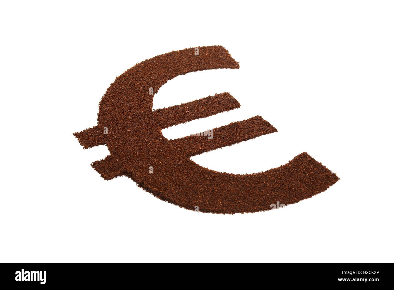 Eurosigns di polvere di caffè, Eurozeichen aus Kaffeepulver Foto Stock
