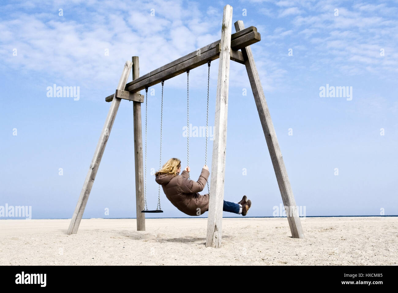 Altalene sulla spiaggia, Schaukeln am Strand Foto Stock