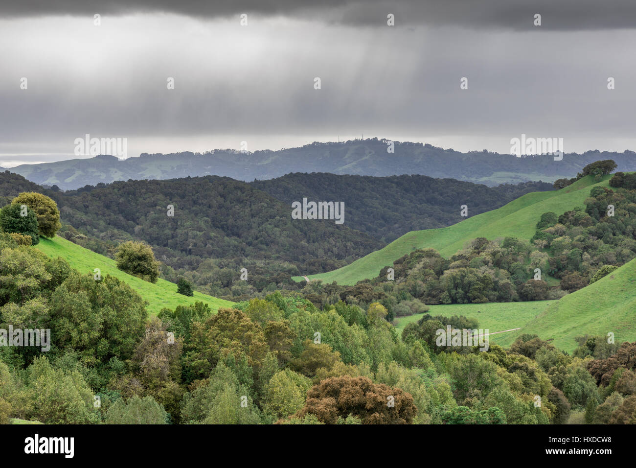 Nuvole di pioggia a Briones Parco Regionale Foto Stock