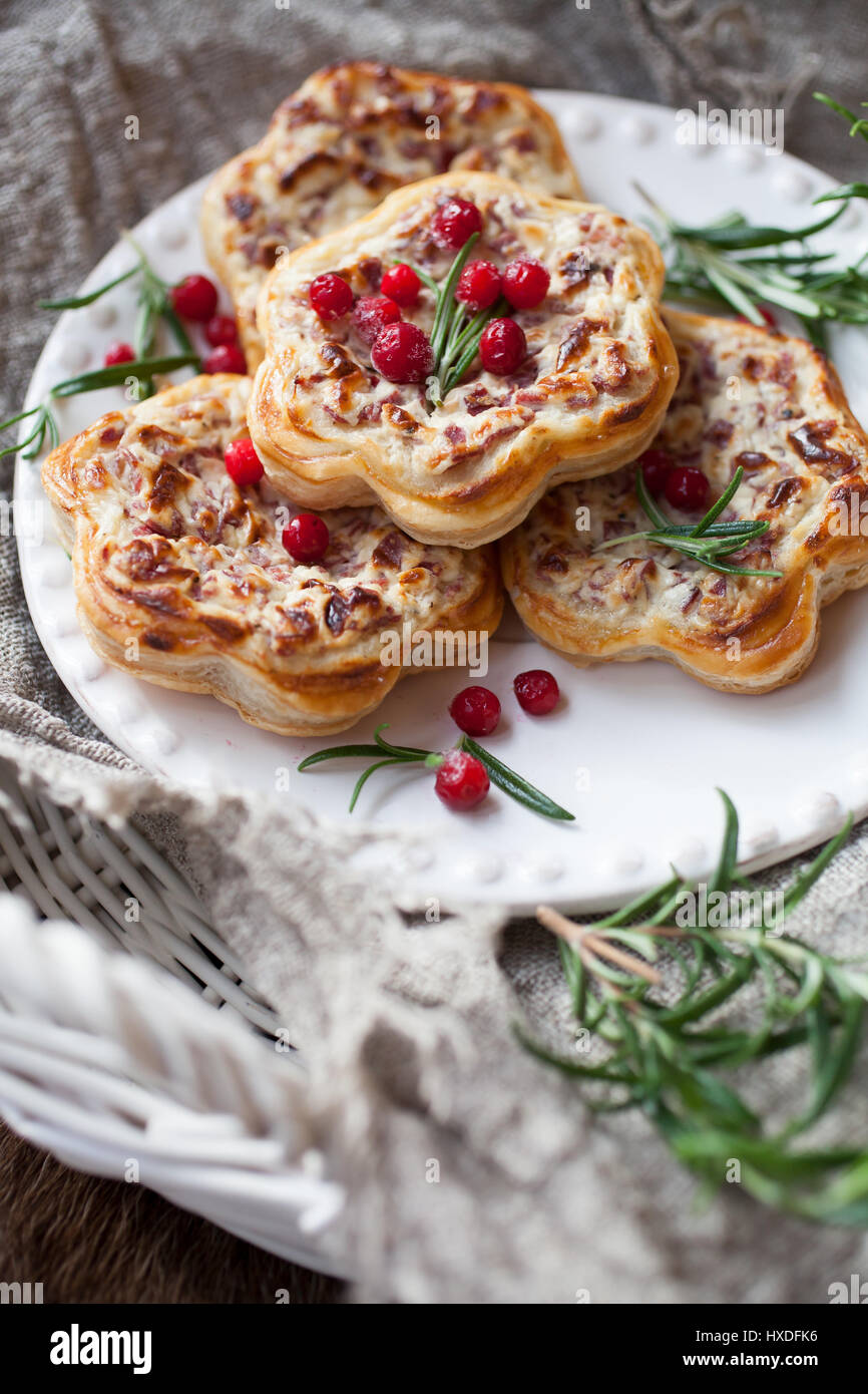 Torta salata con carne di renna Foto Stock