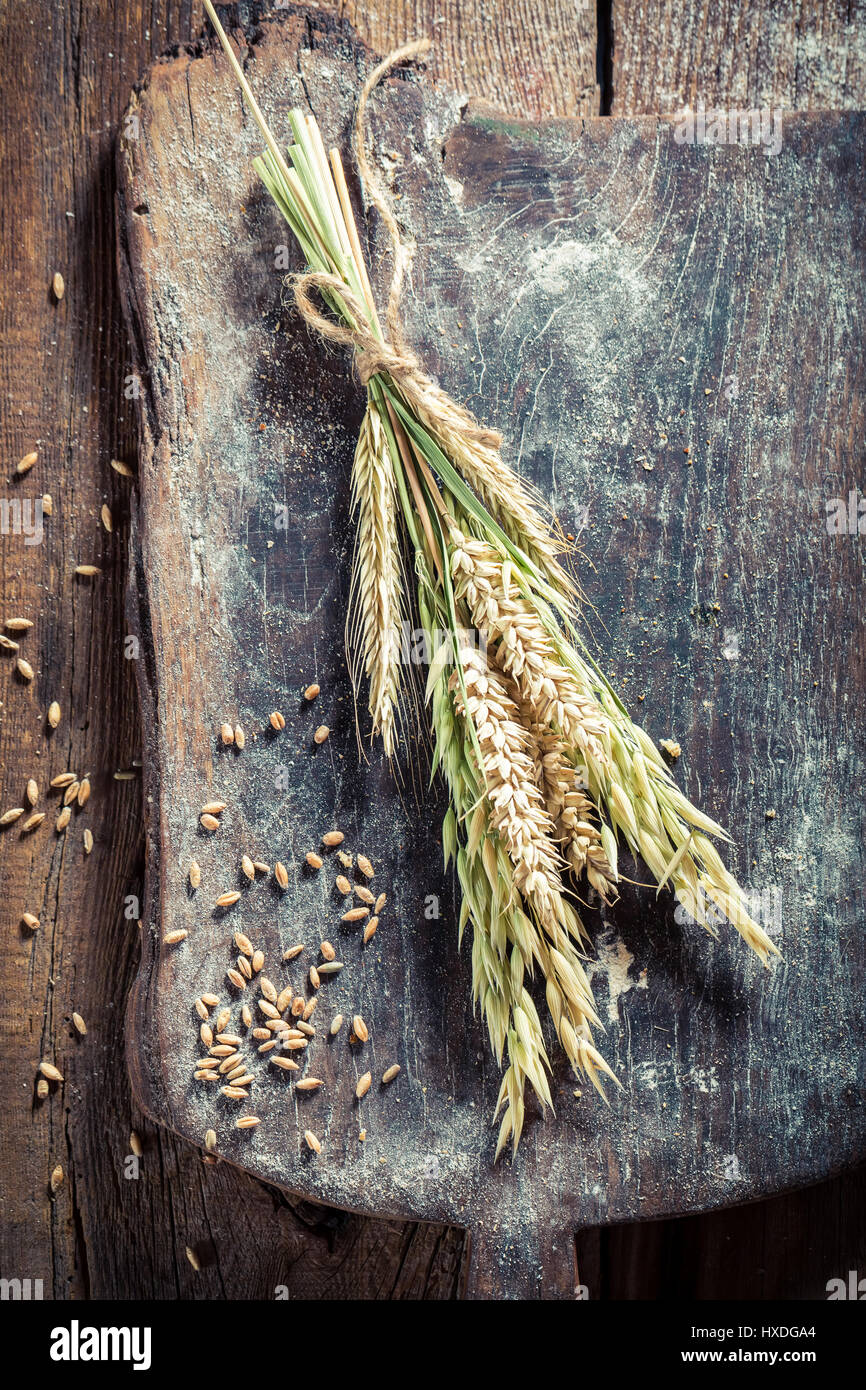 Diversi tipi di lame di grano a bordo Foto Stock