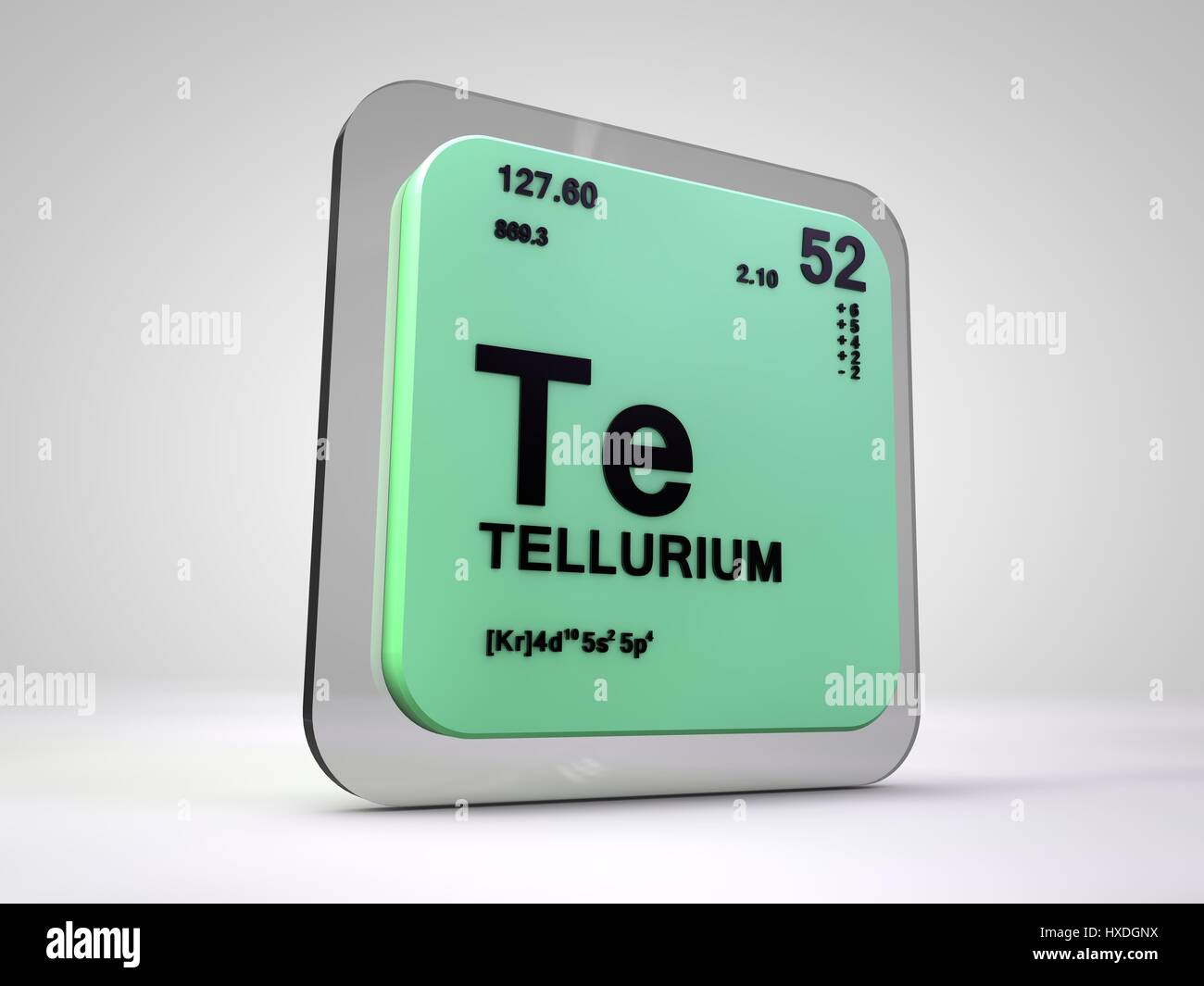 Tellurio - Te - elemento chimico tavola periodica 3D render Foto Stock