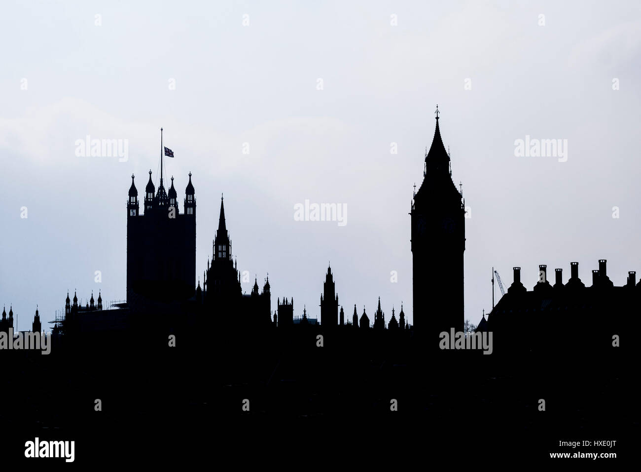 Il parlamento di Westminster Silhouette skyline di Londra iconico Big Ben Foto Stock