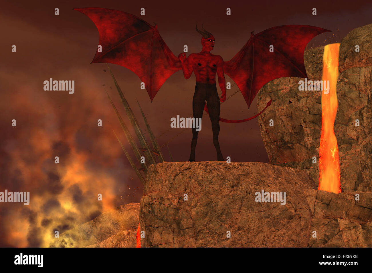 Diavolo creatura in Hell - Il diavolo è considerato essere una creatura di mito e folklore religioso e il nemico di Dio. Foto Stock