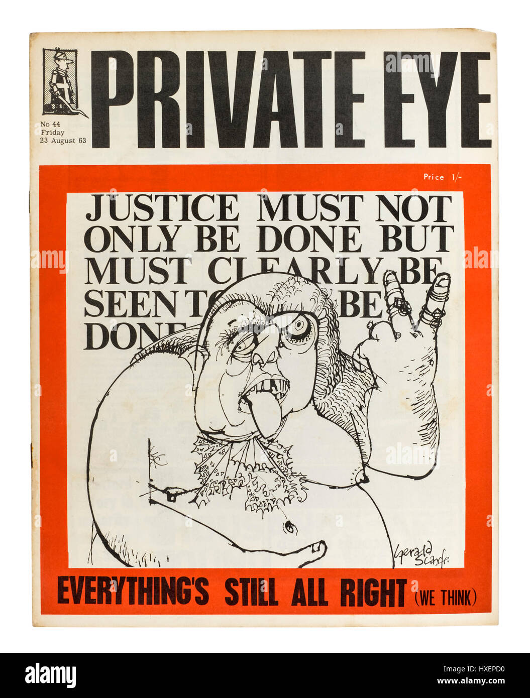 Inizio copia dell occhio privato Magazine (edizione n. 44 in data venerdì 23 agosto 1963) con Gerald Scarfe cartoon sul coperchio. Foto Stock