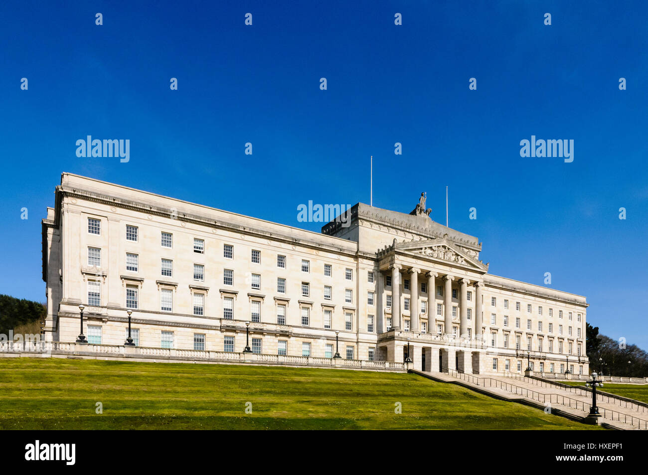 Gli edifici del Parlamento europeo, Stormont, Belfast, casa dell'Assemblea dell'Irlanda del Nord. Foto Stock