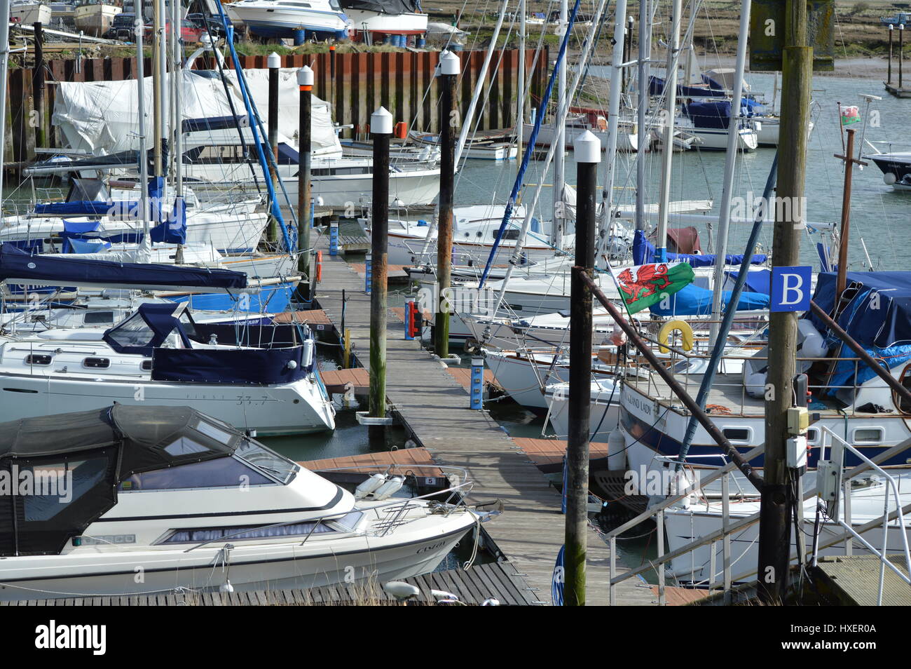 Yachts a Tollesbury Marina Foto Stock