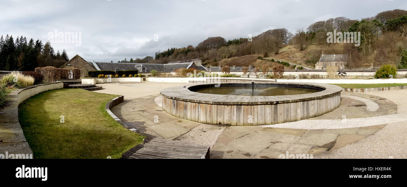 Roof top gallery a New Lanark mills Foto Stock