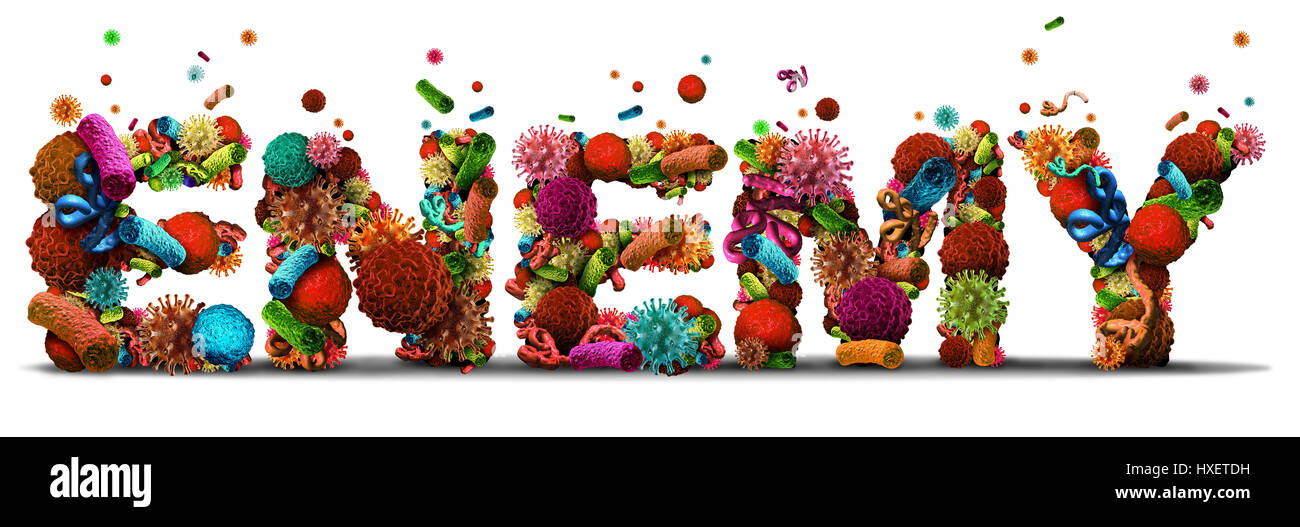 Nemico della salute umana nozione come un gruppo di celle di una malattia come il cancro batteri e virus la malattia come una metafora della medicina il pericolo. Foto Stock