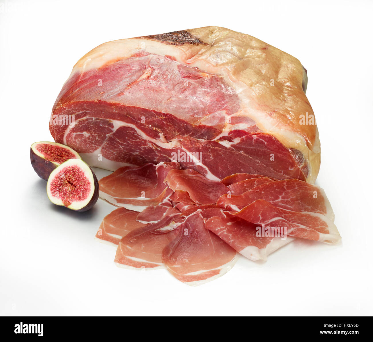 Il prosciutto di San Daniele con figure (Ficus) come decorazione Foto Stock