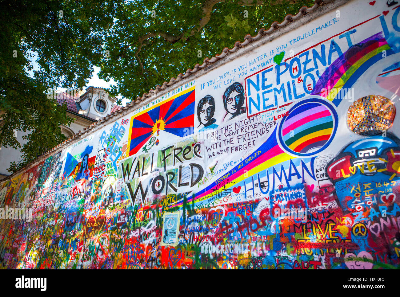 Muro di John Lennon, Praga, Repubblica Ceca Foto Stock