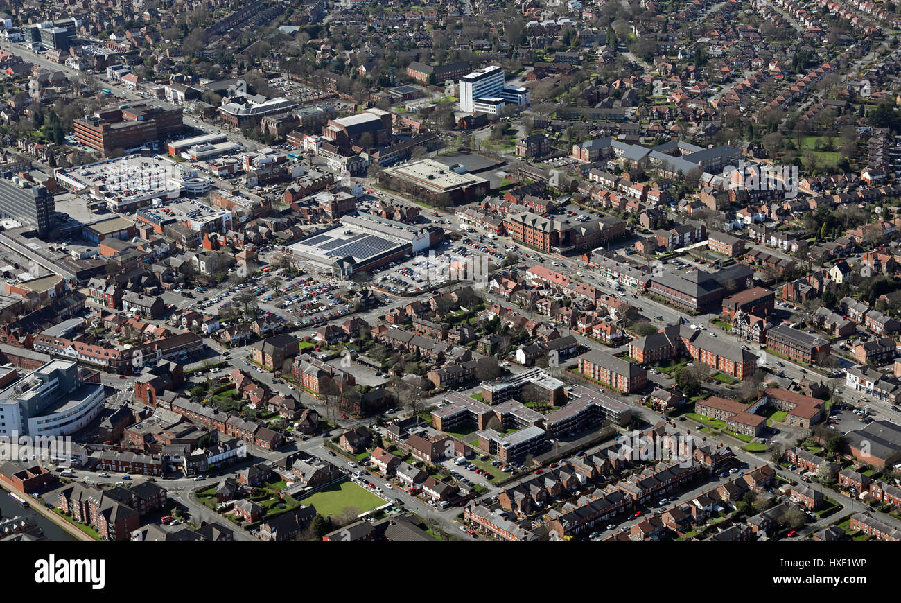 Vista aerea del Manchester sobborgo di vendita, REGNO UNITO Foto Stock