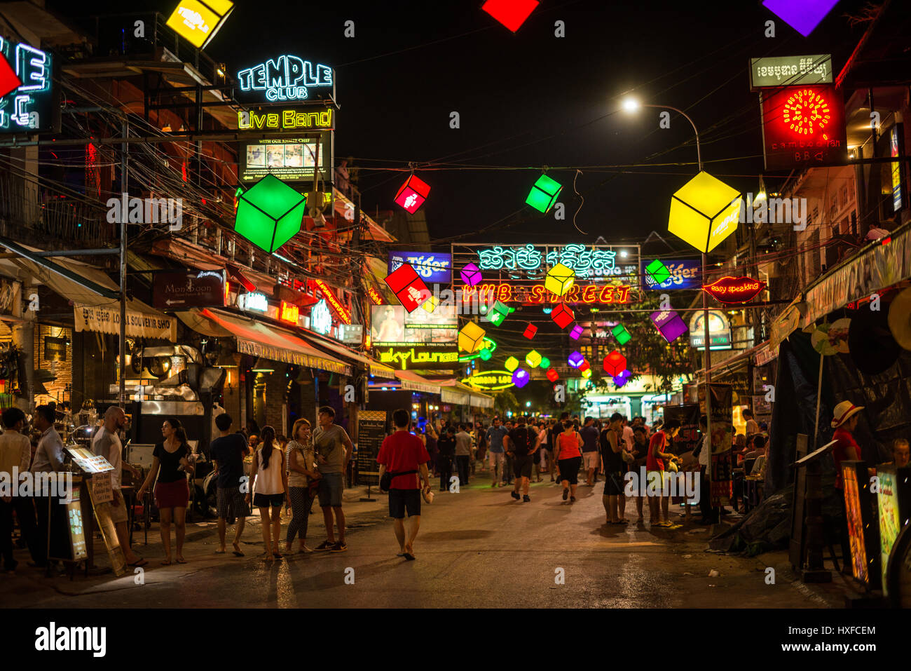 Pub Street in Siem Reap, Cambogia. Foto Stock