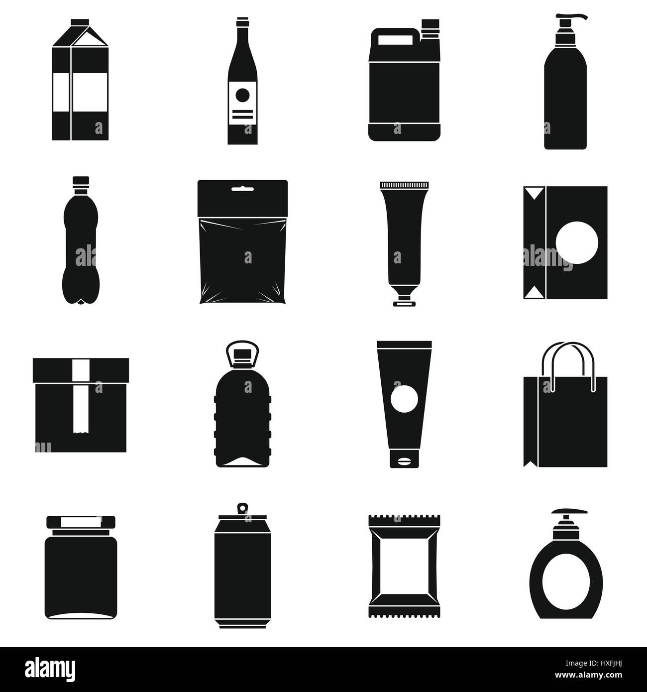 Gli elementi di confezionamento set di icone, stile semplice Illustrazione Vettoriale