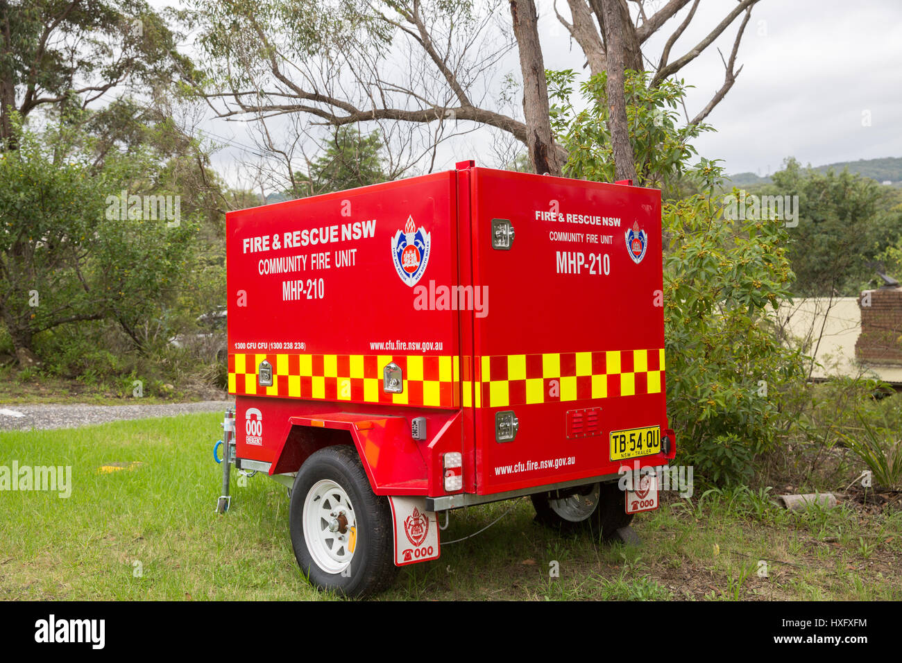Zone rurali del Nuovo Galles del Sud comunità equipaggiamento antincendio unità localizzata nelle Blue Mountains area,Nuovo Galles del Sud, Australia Foto Stock
