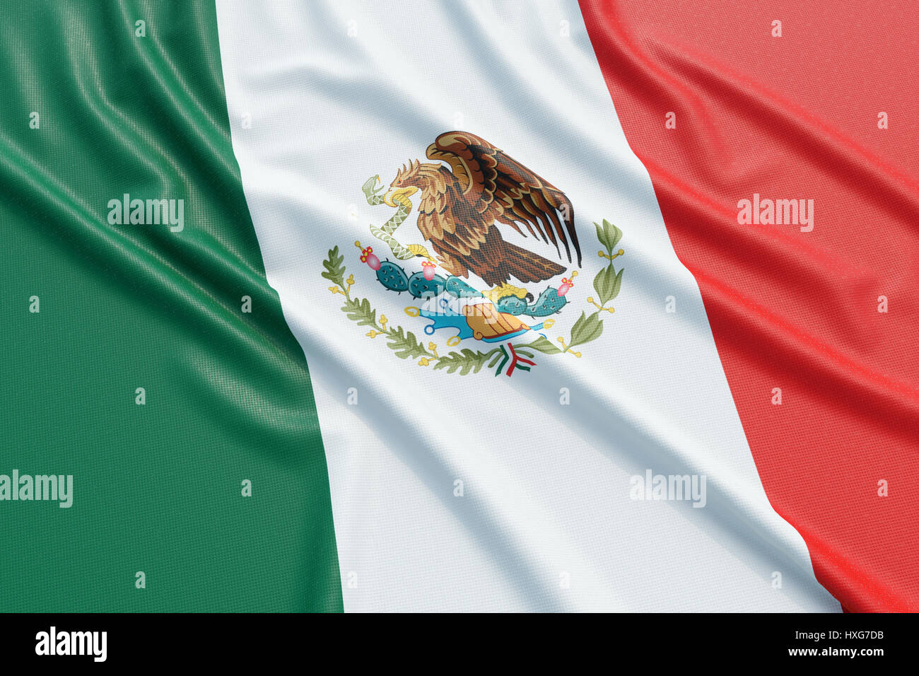 Bandiera del Messico. Tessuto ondulato alta texture dettagliate. 3D rendering illustrazione Foto Stock
