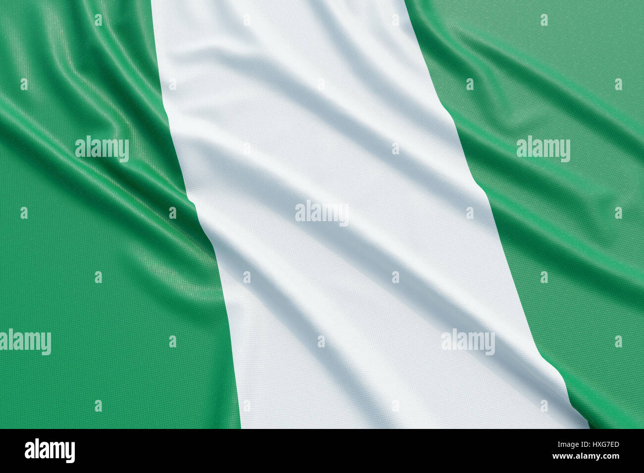 Nigeria bandiera. Tessuto ondulato alta texture dettagliate. 3D rendering illustrazione Foto Stock