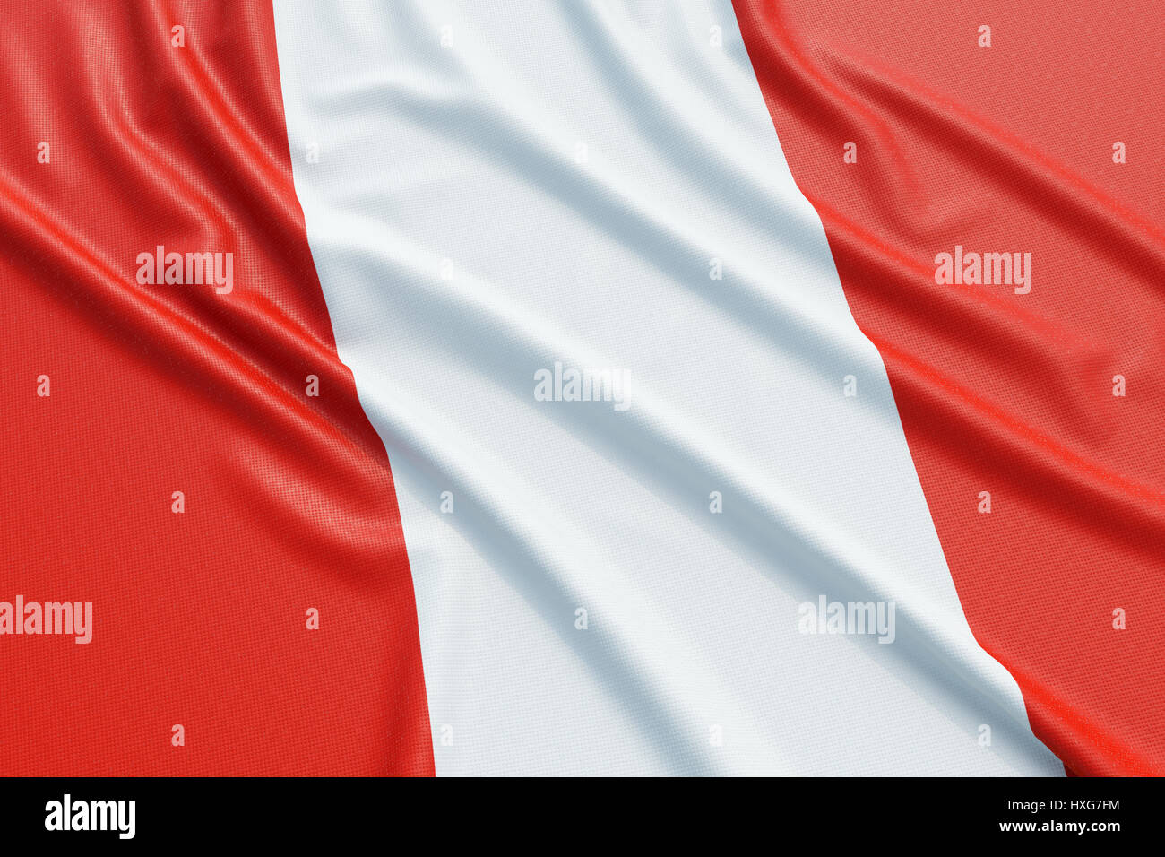 Bandiera del Perù. Tessuto ondulato alta texture dettagliate. 3D rendering illustrazione Foto Stock