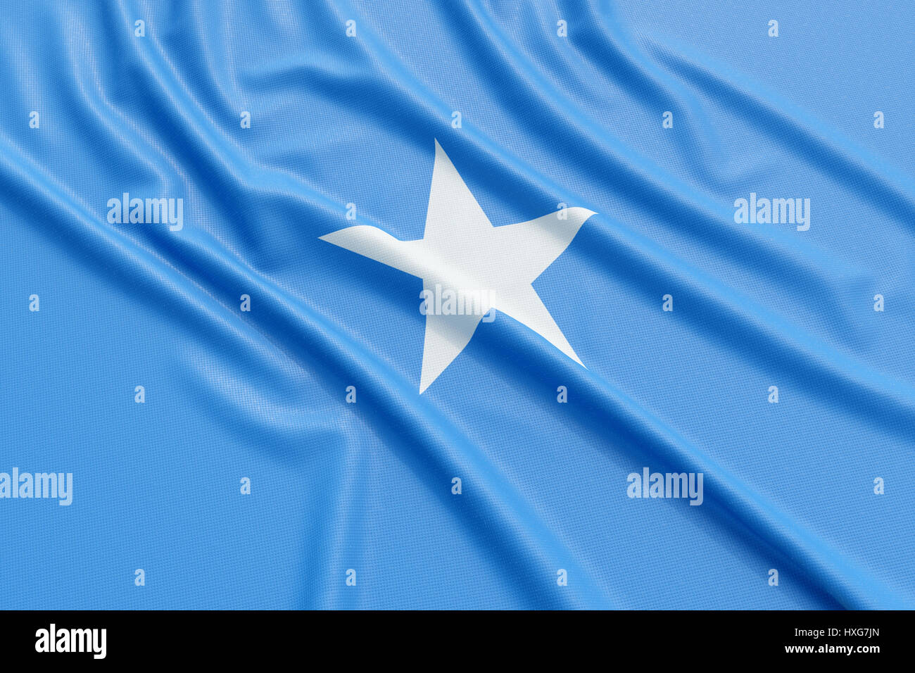 Bandiera della Somalia. Tessuto ondulato alta texture dettagliate. 3D rendering illustrazione Foto Stock