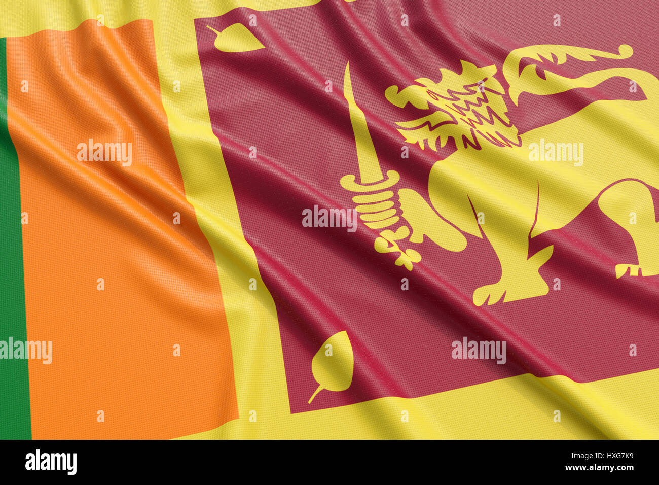 Sri Lanka bandiera. Tessuto ondulato alta texture dettagliate. 3D rendering illustrazione Foto Stock