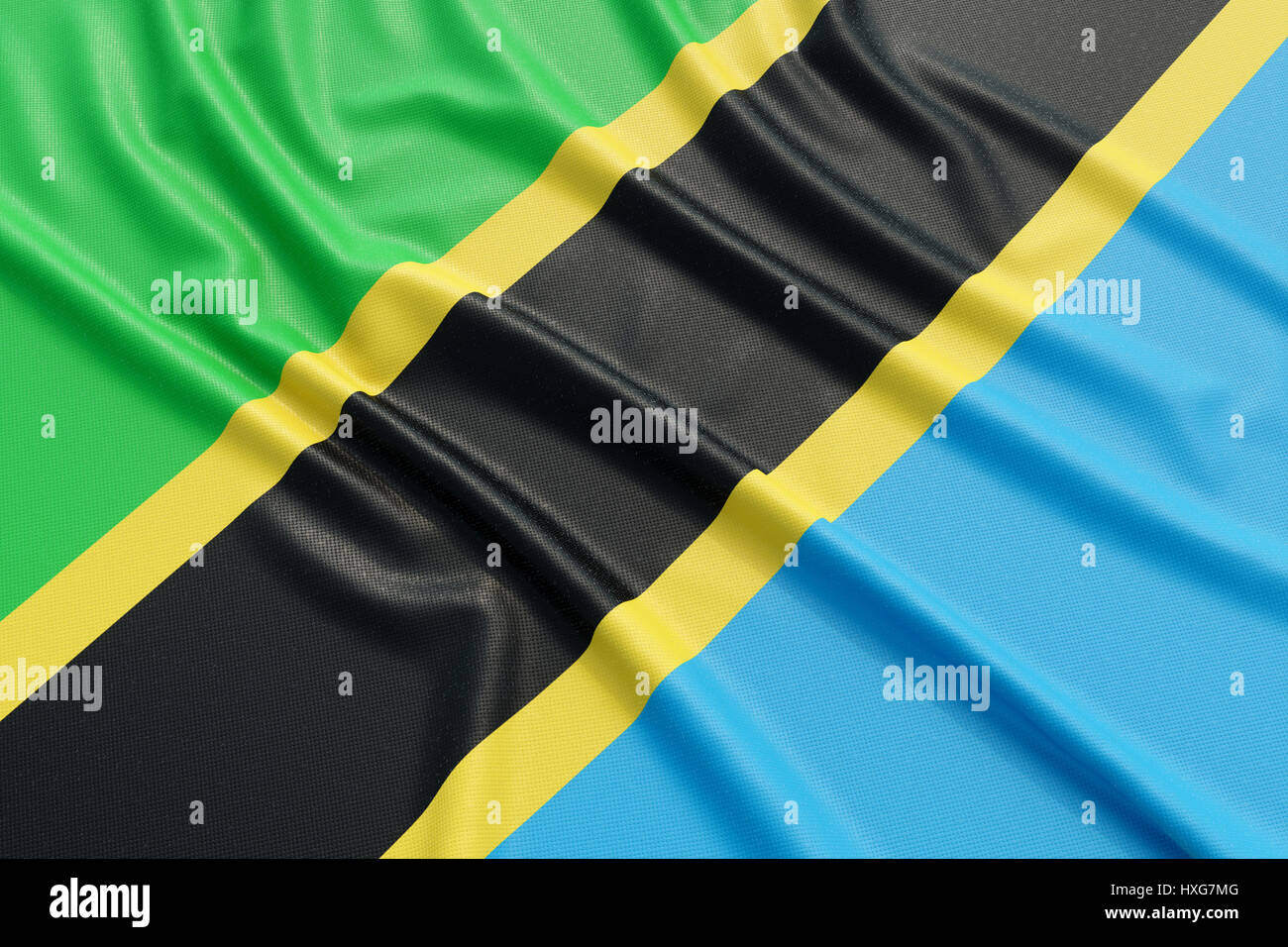 Tanzania bandiera. Tessuto ondulato alta texture dettagliate. 3D rendering illustrazione Foto Stock