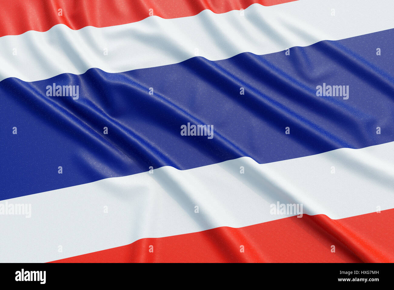 Bandiera della Thailandia. Tessuto ondulato alta texture dettagliate. 3D rendering illustrazione Foto Stock
