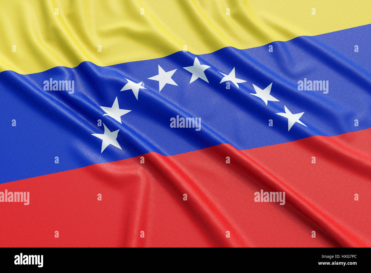 Venezuela bandiera. Tessuto ondulato alta texture dettagliate. 3D rendering illustrazione Foto Stock