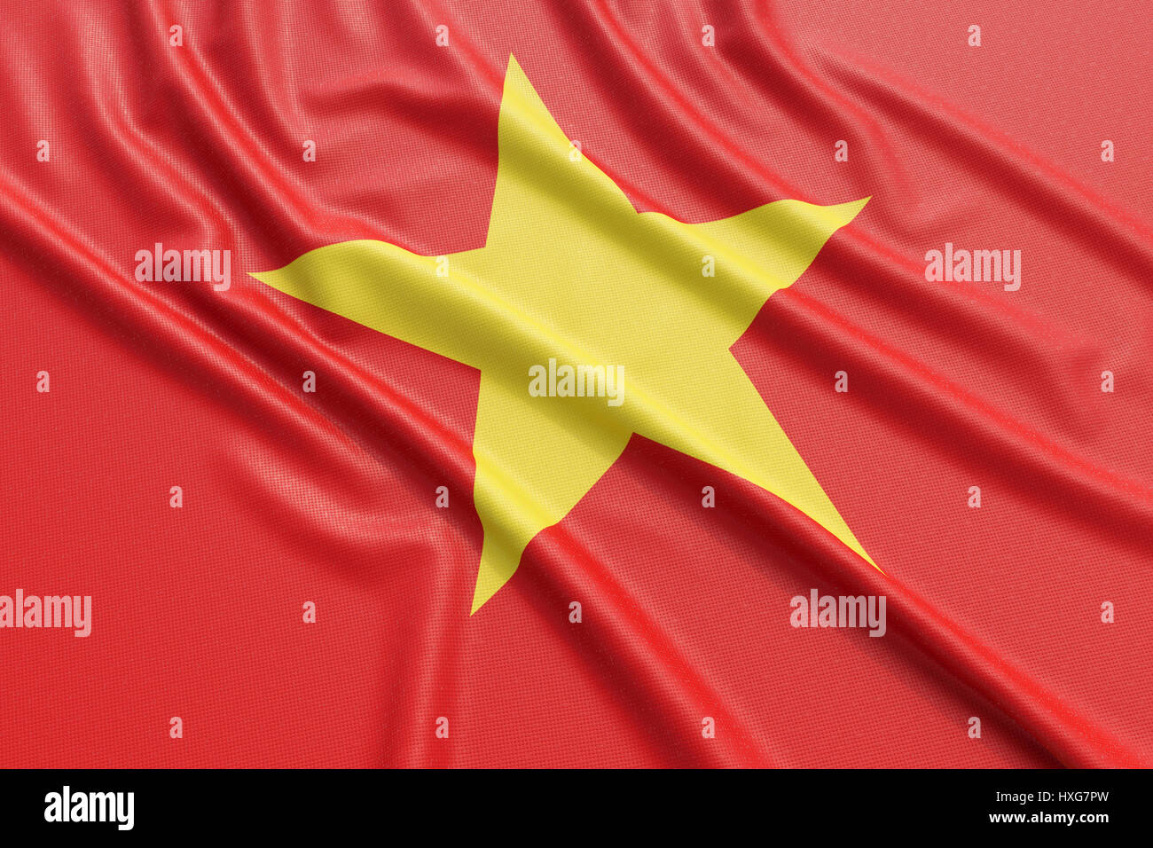 Bandiera del Vietnam. Tessuto ondulato alta texture dettagliate. 3D rendering illustrazione Foto Stock