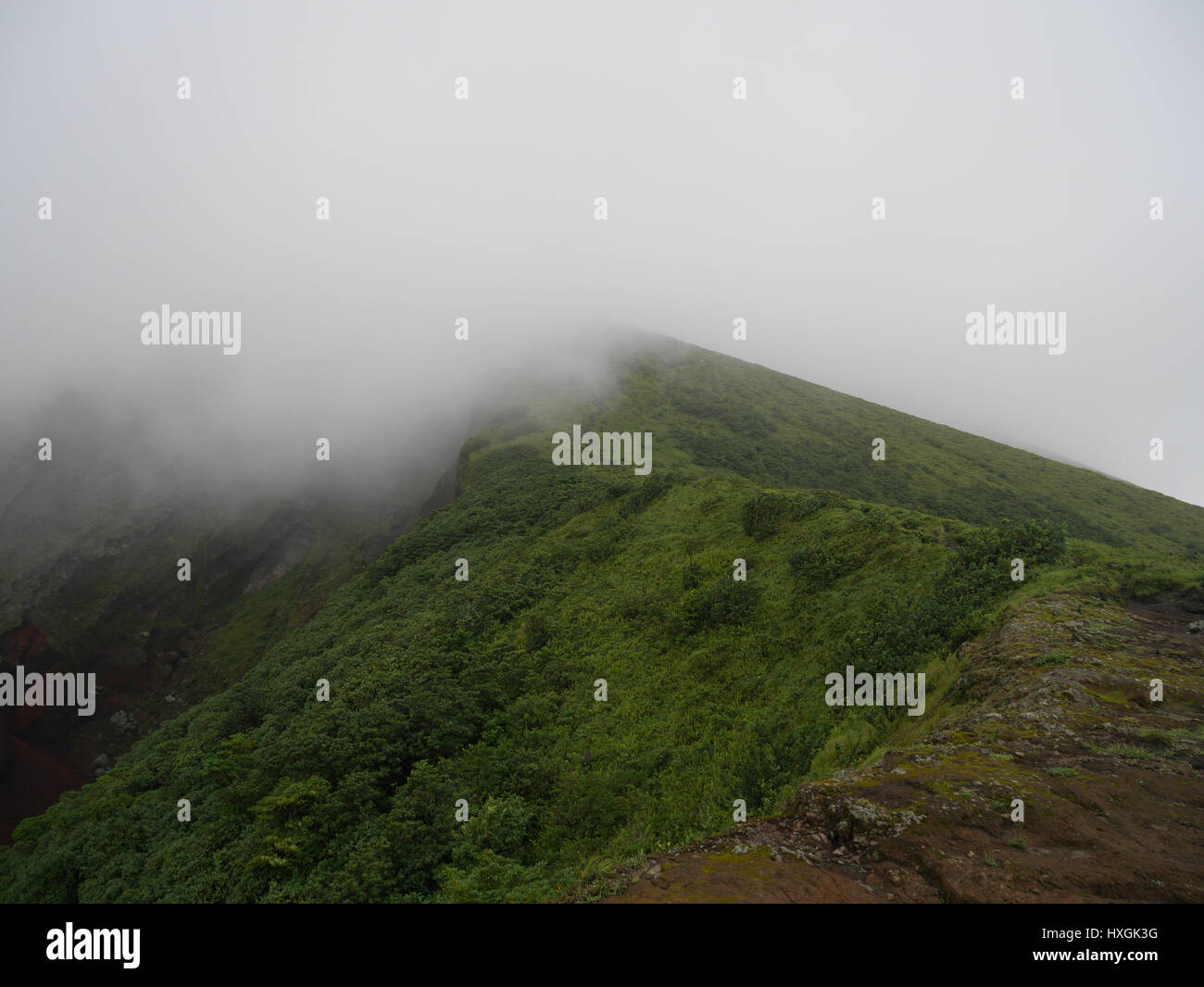 Cima della montagna coperta di nebbia Foto Stock
