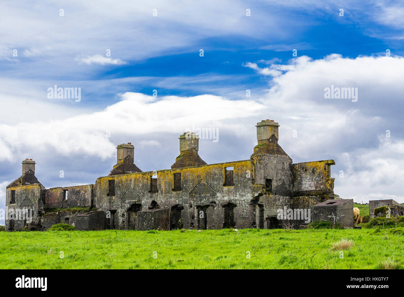 Rudere vicino Ballinskelligs, Iveragh peninsula, nella contea di Kerry, Irlanda Foto Stock