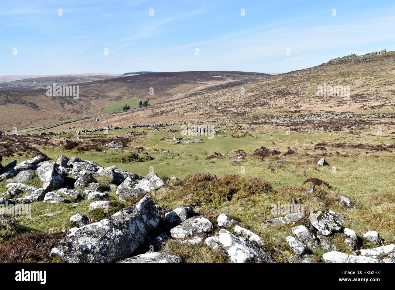 Età del bronzo insediamento di Grimspound, Dartmoor Foto Stock