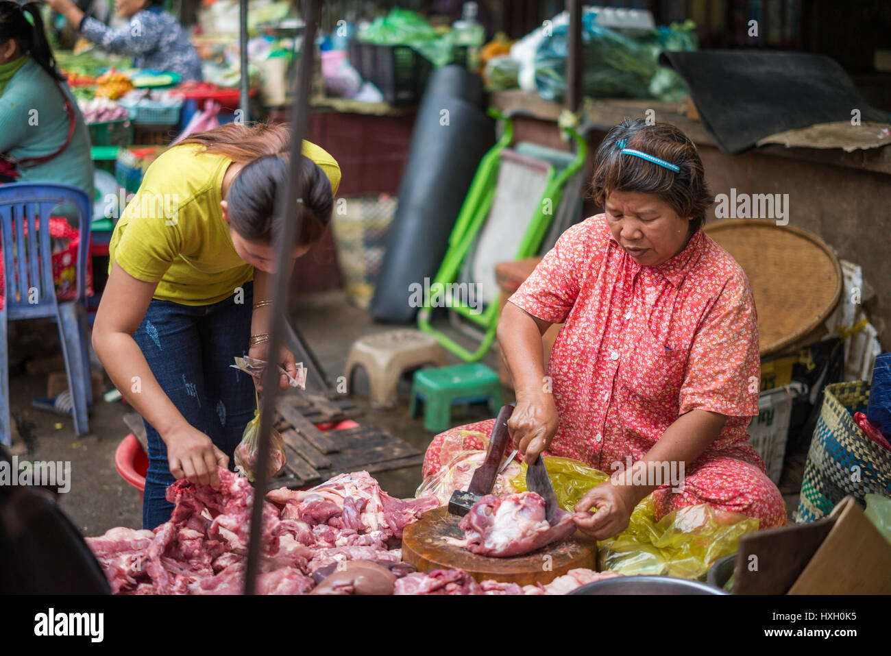 Psar Nat, il mercato centrale, città di Battambang, Battambang Provincia, Cambogia, Asia Foto Stock