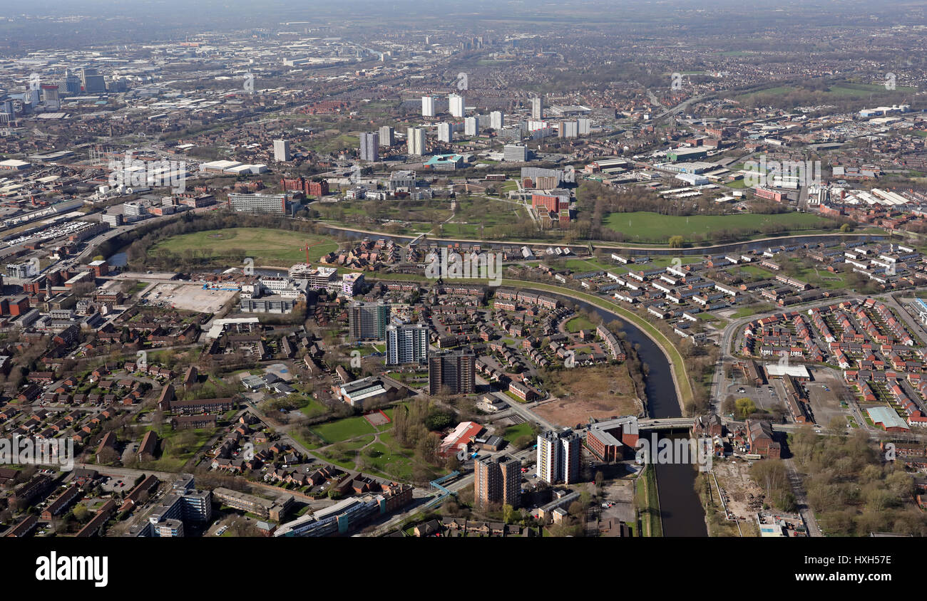 Vista aerea di Salford vicino a Manchester, Regno Unito Foto Stock