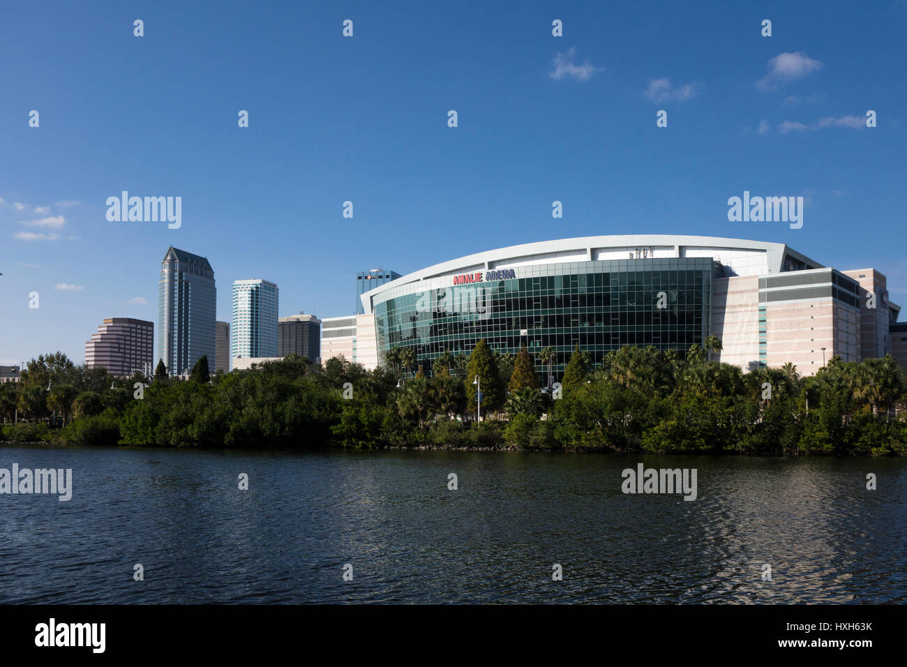 Amalie Arena e sullo skyline, Tampa, Florida, Stati Uniti d'America Foto Stock