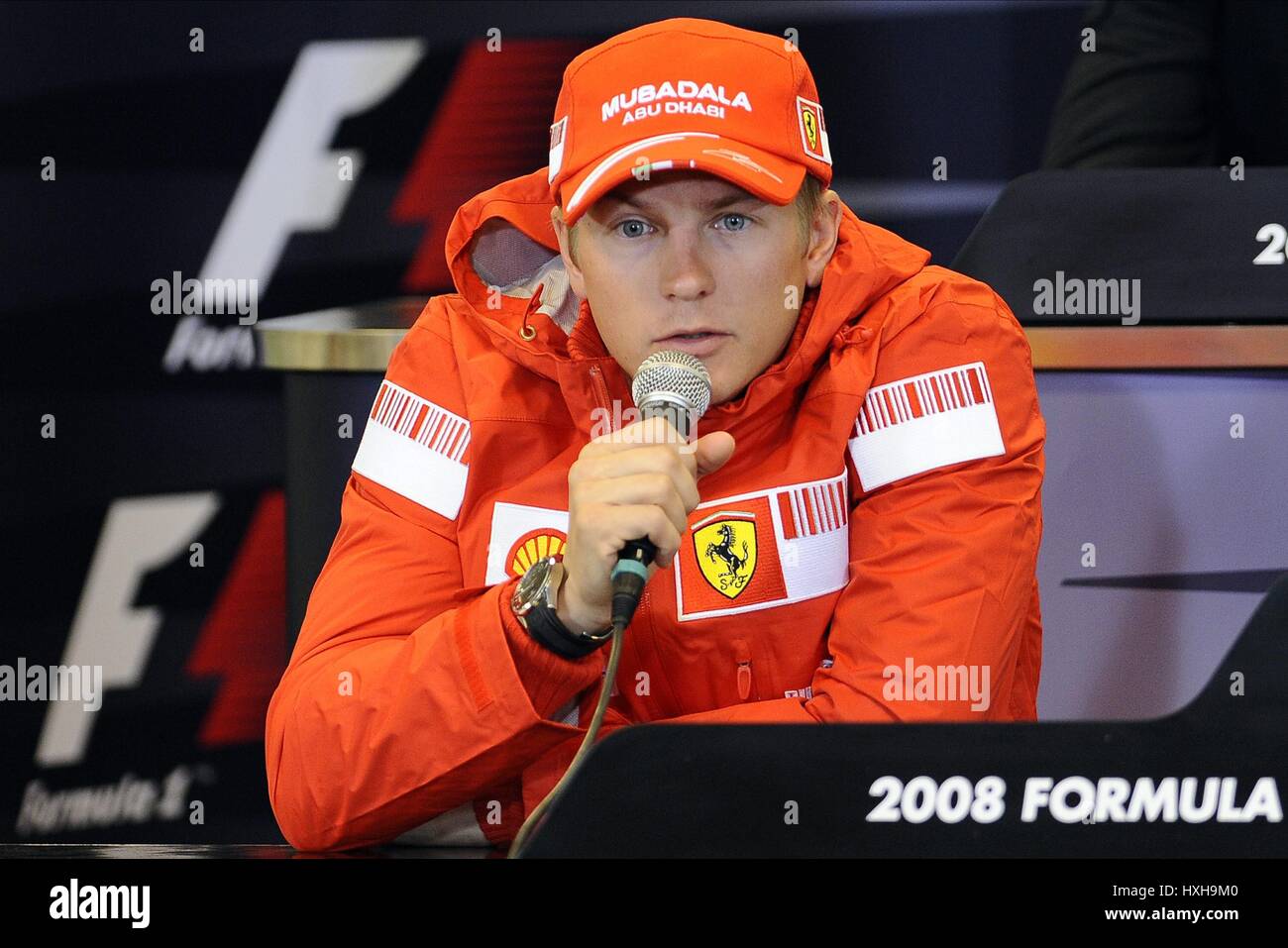 KIMI RAIKKONEN di conferenze stampa della scuderia Ferrari SPA-Francorchamps Belgio 04 Settembre 2008 Foto Stock