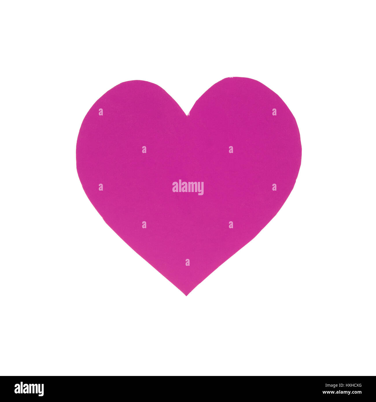 Carta viola cuore isolato su sfondo bianco Foto Stock
