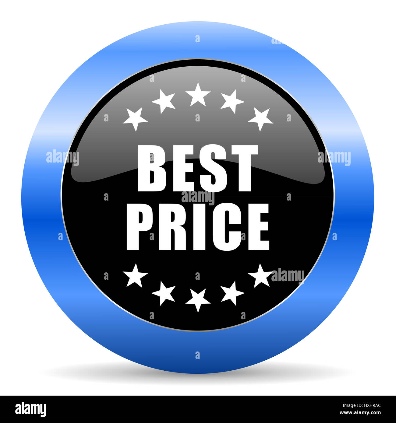 Miglior prezzo nero e blu web design round icona internet con ombra su sfondo bianco. Foto Stock