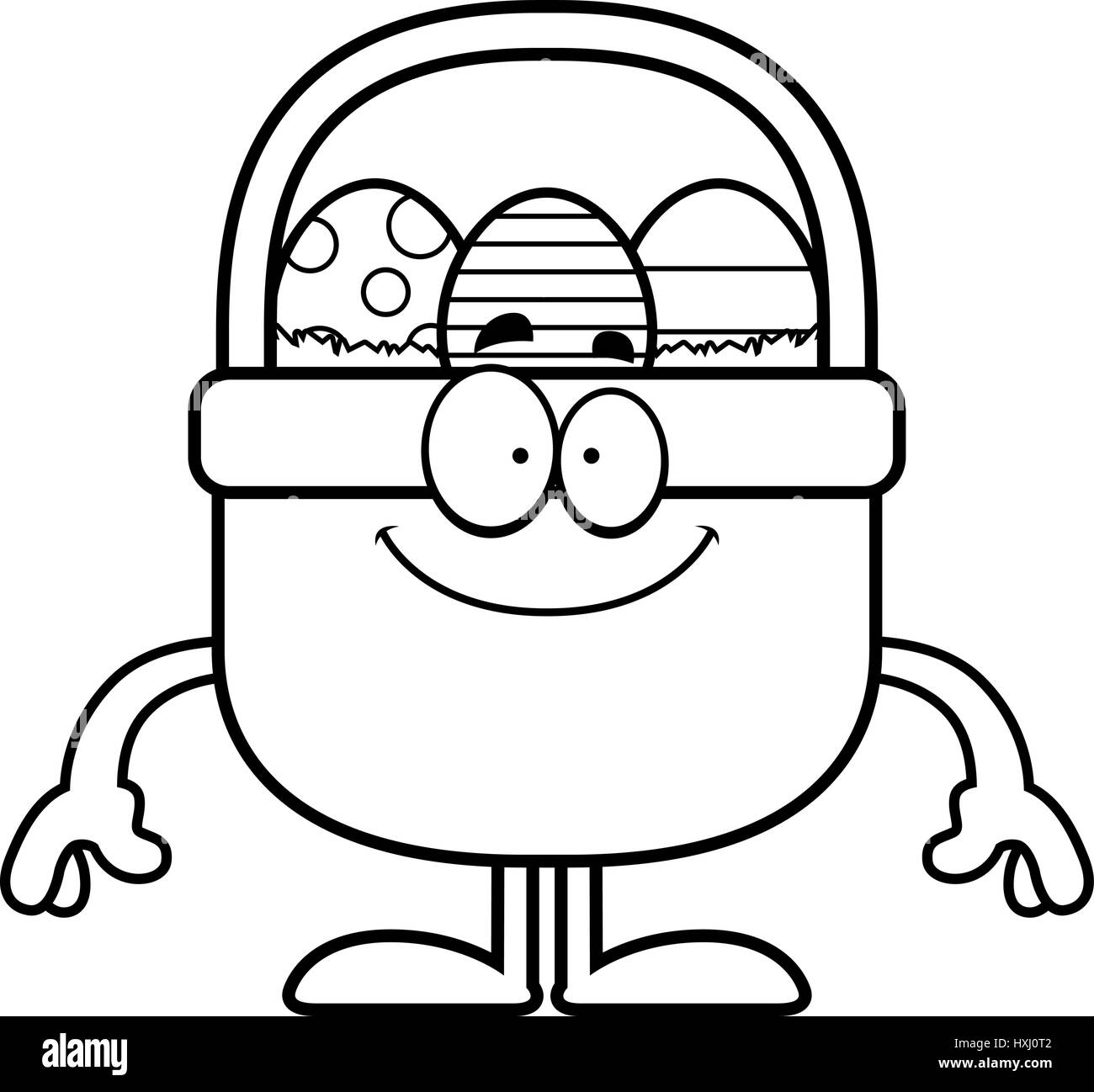 Un cartoon illustrazione di un cesto di Pasqua cercando felice. Illustrazione Vettoriale