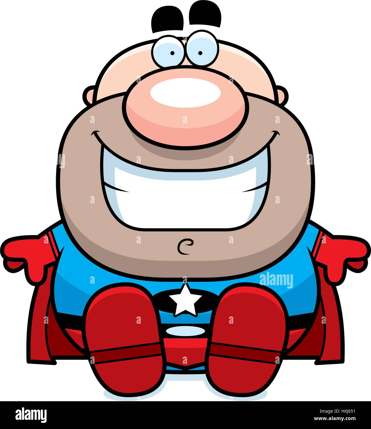 Un cartoon illustrazione di un supereroe seduta. Illustrazione Vettoriale