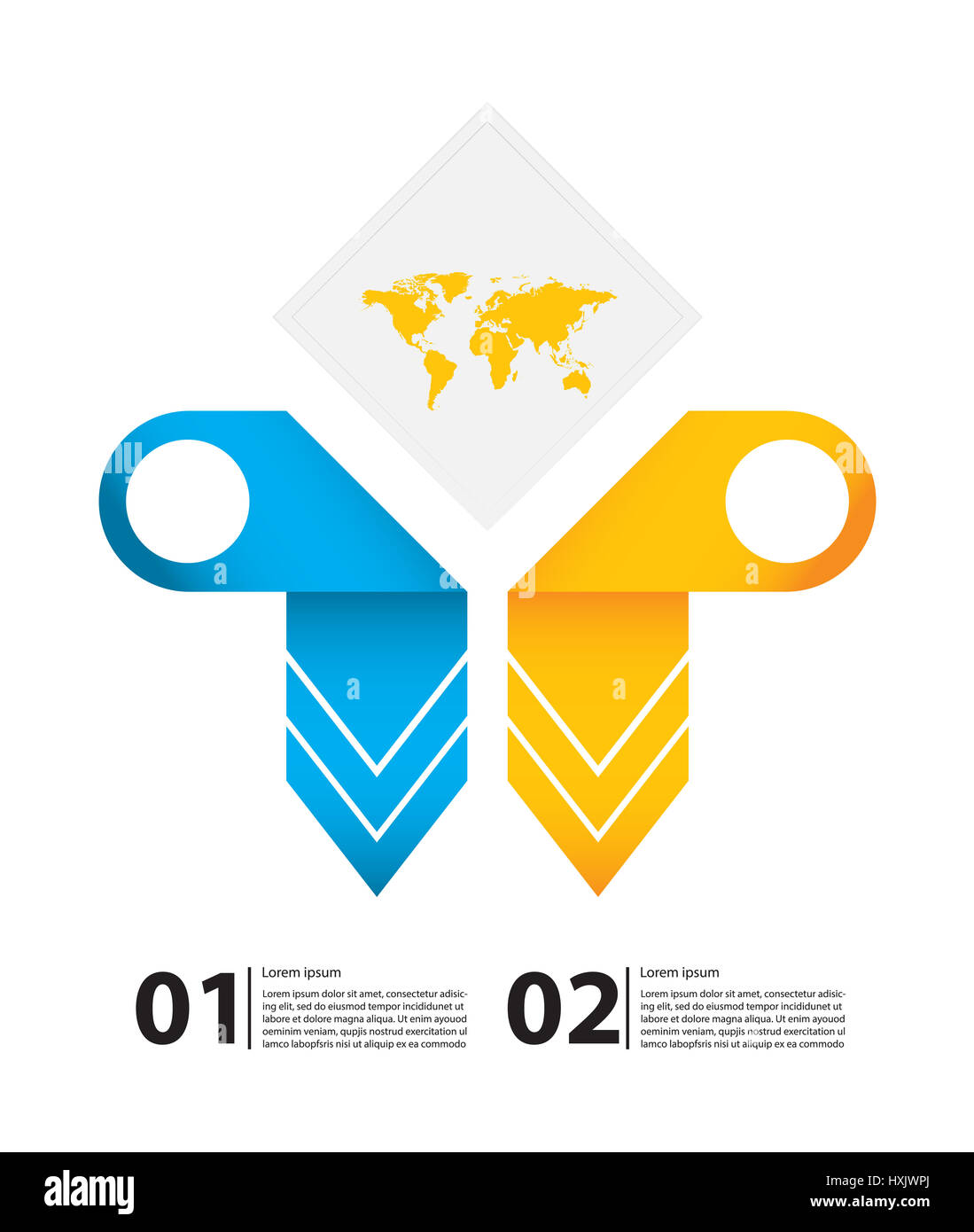 Vettore modello infografico con speciali elementi di origami.Business banner con frecce colorate. Foto Stock