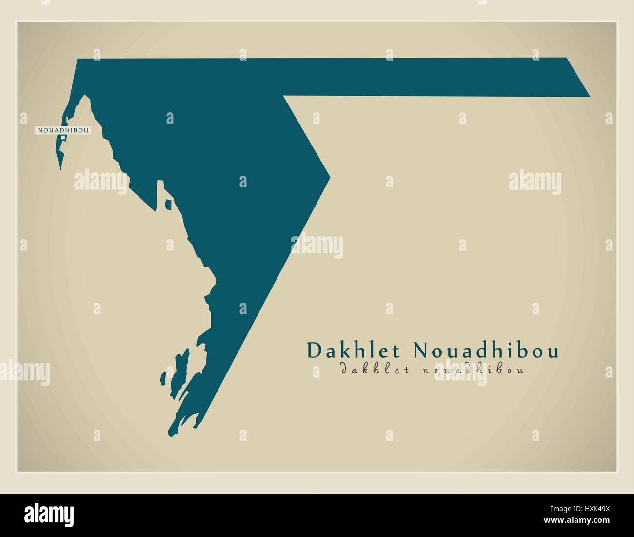 Mappa moderno - Dakhlet Nouadhibou MR Illustrazione Vettoriale