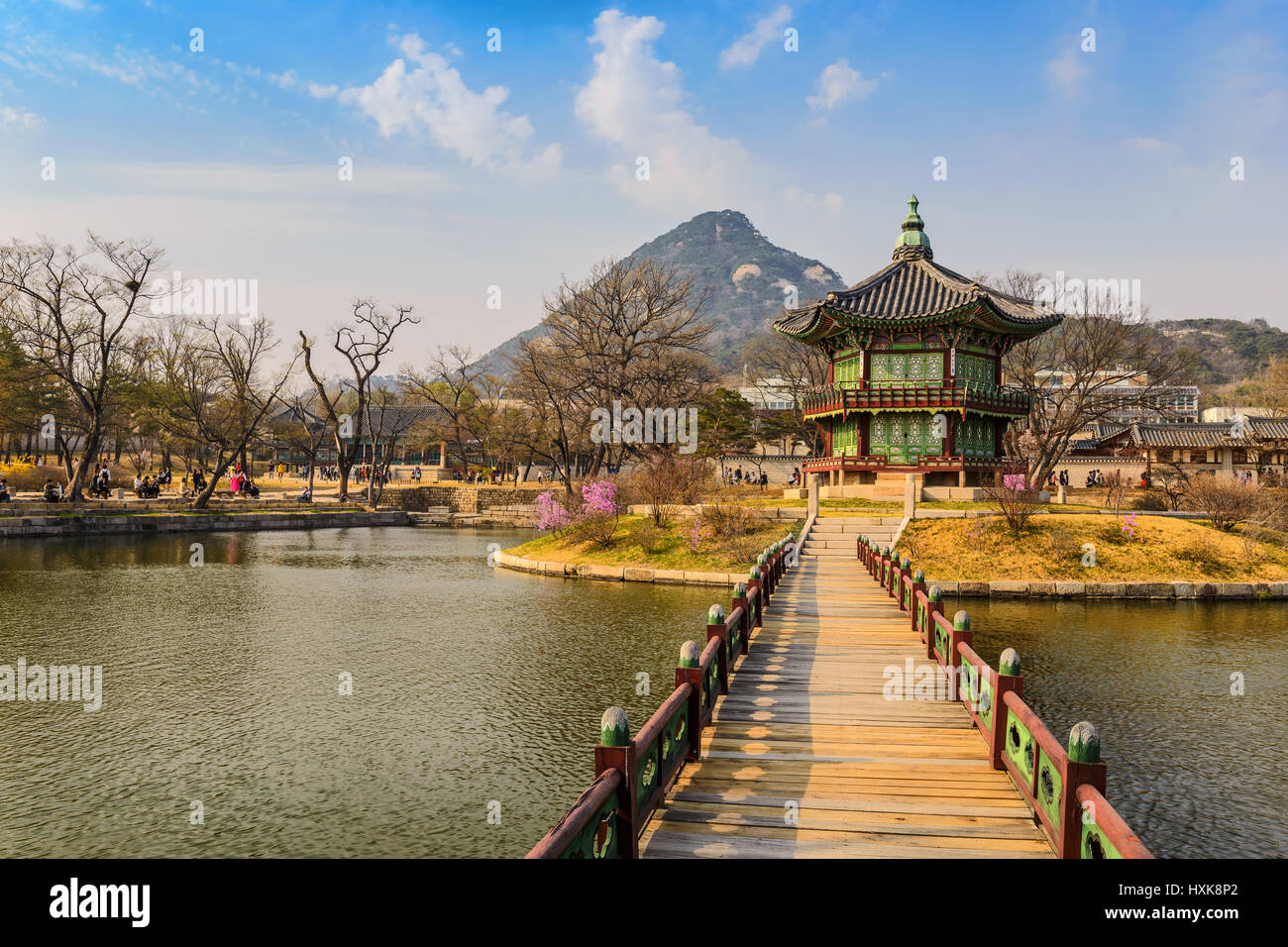 Primavera presso il Palazzo Gyeongbokgung, Seoul, Corea del Sud Foto Stock