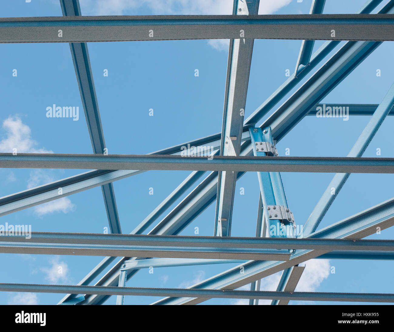 Nuove costruzioni residenziali home carpenteria metallica.frammento. Foto Stock