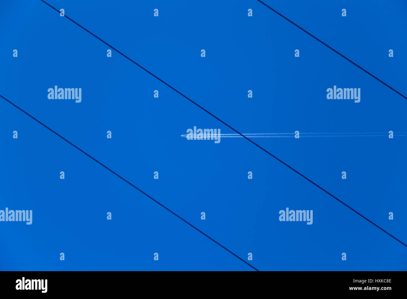 Jet del passeggero e il tettuccio di cavi. Foto Stock